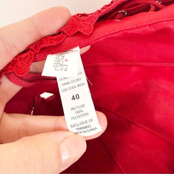 Fredericks of Hollywood Red Lace Up Vintage Y2K Corset - Picture 6 of 6